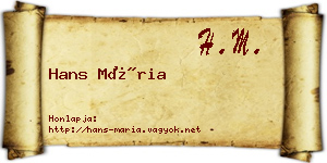Hans Mária névjegykártya