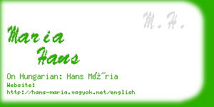 maria hans business card